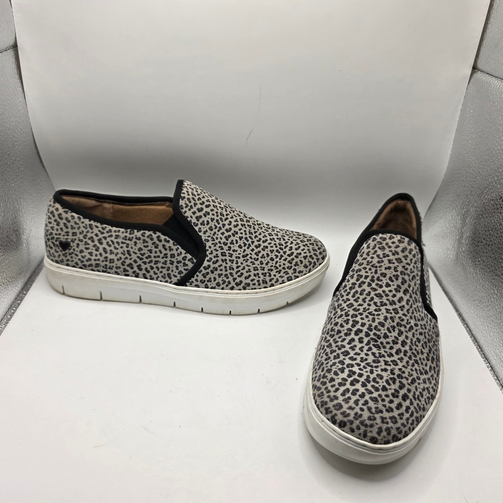 Nurse Mates Align Velocity Leopard Print Slip On Shoes Grey Black Womens 8.5 M